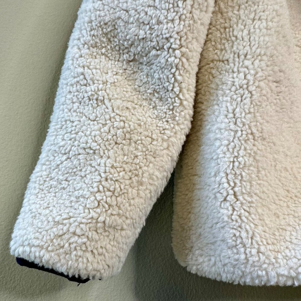 TARTINE ET CHOCOLAT Hooded Sherpa Jacket Boys 6 Cream/Blue Warm Winter Fleece - Picture 5 of 9